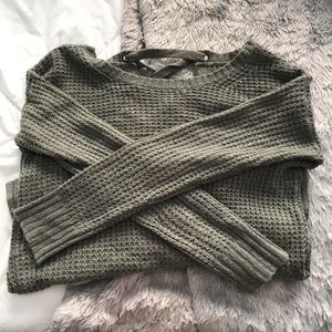 American Eagle lace-up back waffle sweater